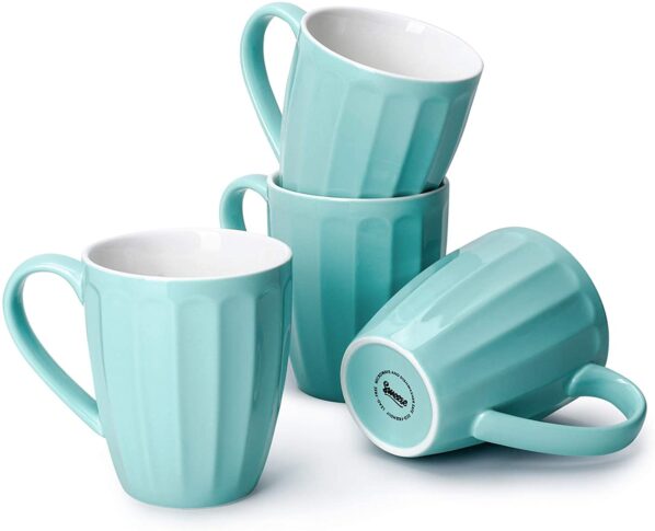 Turquoise Sweese Porcelain Fluted Mugs ECoffeeFinder
