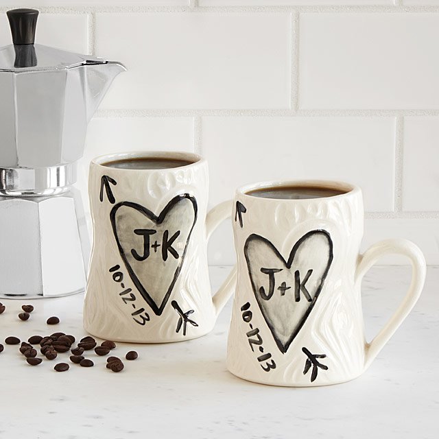 Created by Gina DeSantis Personalized Porcelain Faux Bois Mug Set ECoffeeFinder