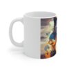 The Abstract Cat Ceramic Mugs Blue and Brown 2