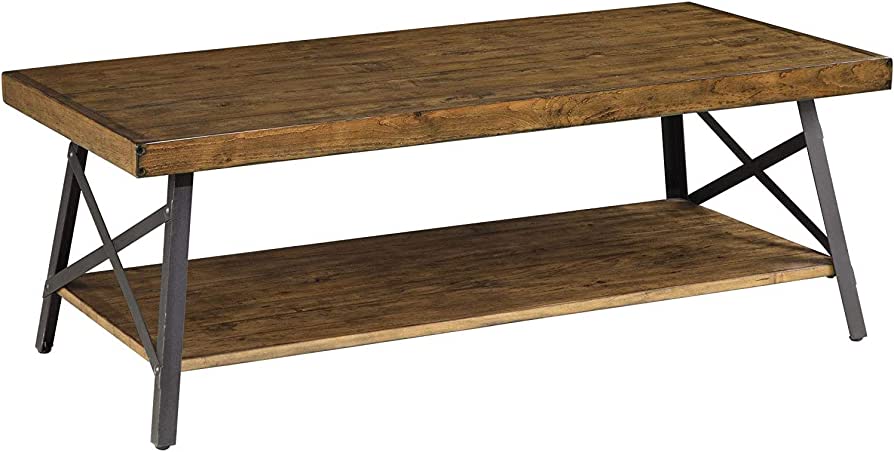 Emerald Home Chandler Rustic Industrial Solid Wood and Steel Coffee Table