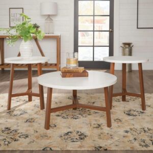 Walker Edison Furniture Company Mid Century Modern Round Coffee Accent Table
