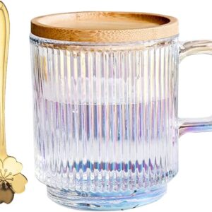 Clear Iridescent Coffee Mug with Lid and Sakura Spoon