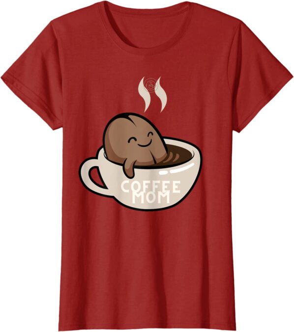 Womens Coffee Mom Mothers Bean In Mug Spa Day T Shirt Red ECoffeeFinder.com