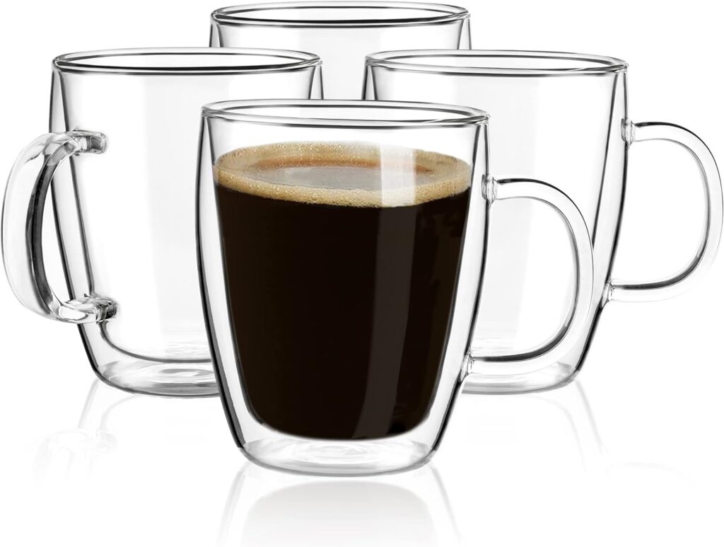 YUNCANG Double Wall Coffee Mugs Combler Iridescent Coffee Mug Glass Coffee Mugs
