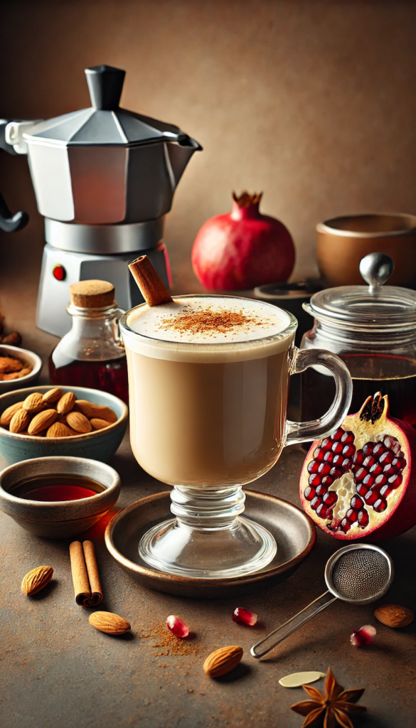 iA Must Try Coffee Recipe Almond Pomegranate Latte Portrait copy