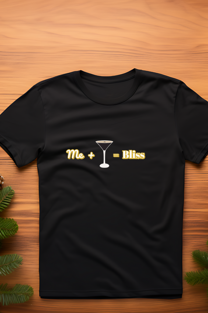 Me + Martini = Bliss Luxe Gold Design T-Shirt