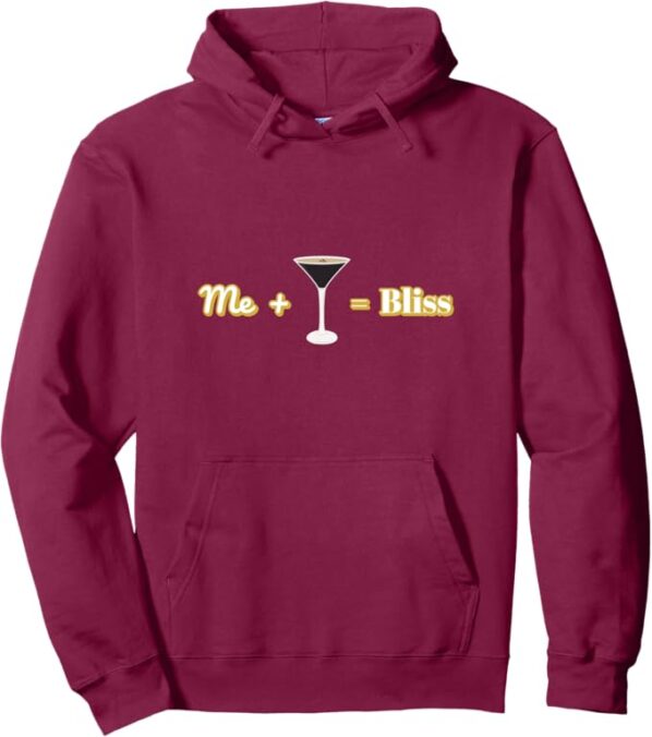 Me + Martini = Bliss Luxe Gold Design Pullover Hoodie by ECoffeeFinder.com" - Image 4