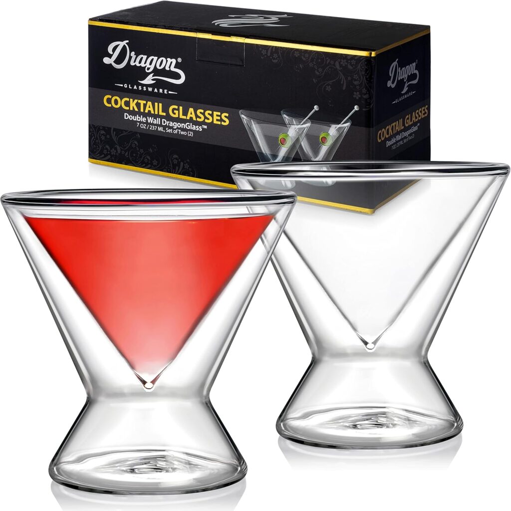 Double-Wall Insulated Martini Glasses