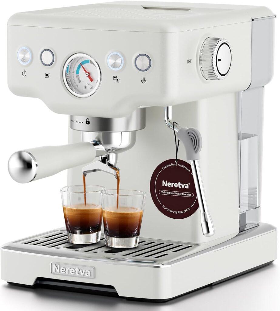 Neretva Espresso Machine, 2 in 1 Stainless Steel Coffee and Espresso Maker ECoffeeFinder.com