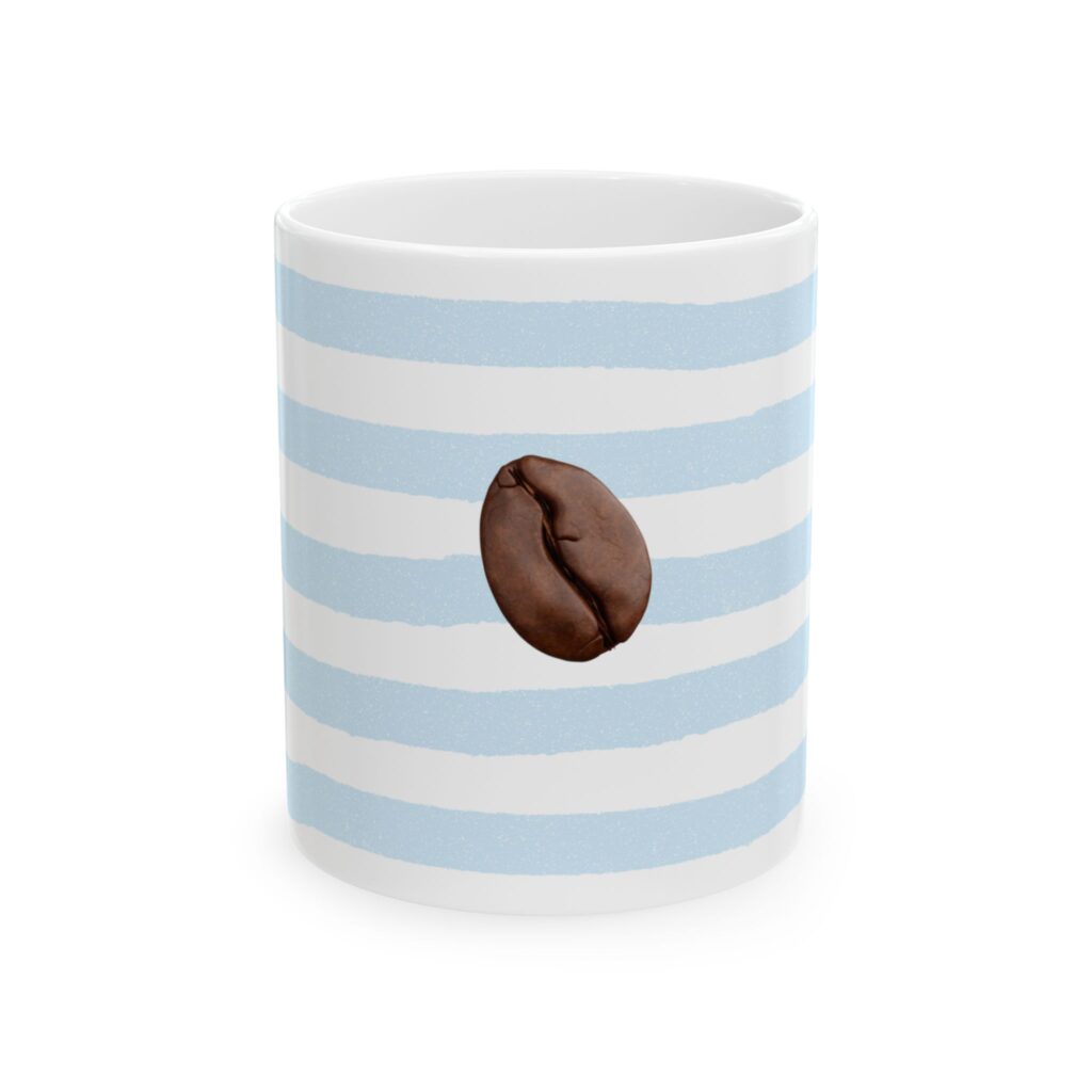 ECF Light Blue & White Stripes Coffee Bean Mug