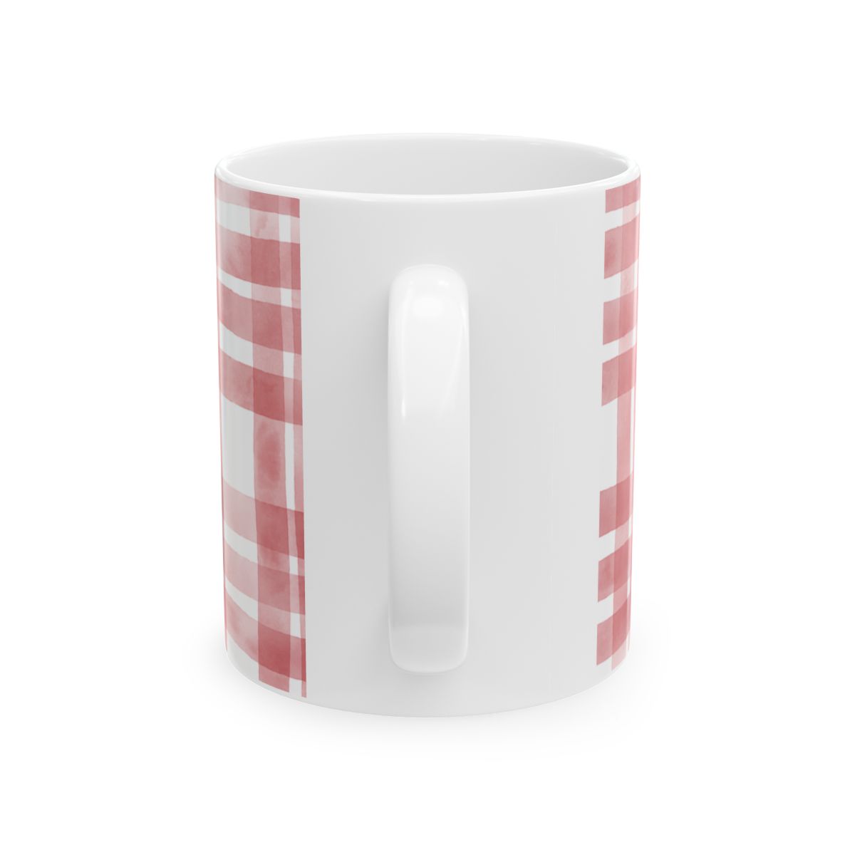 Merry Christmas Ceramic Mug Pink Plaid– ECF Signature Holiday Collection - Image 2