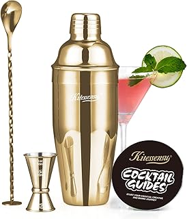 Weighted metallic cocktail shaker sets